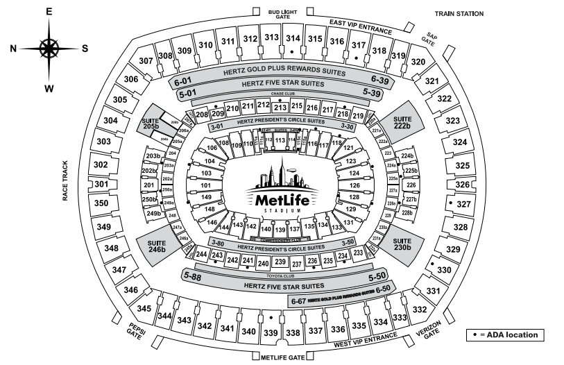 metlife stadium seating chart