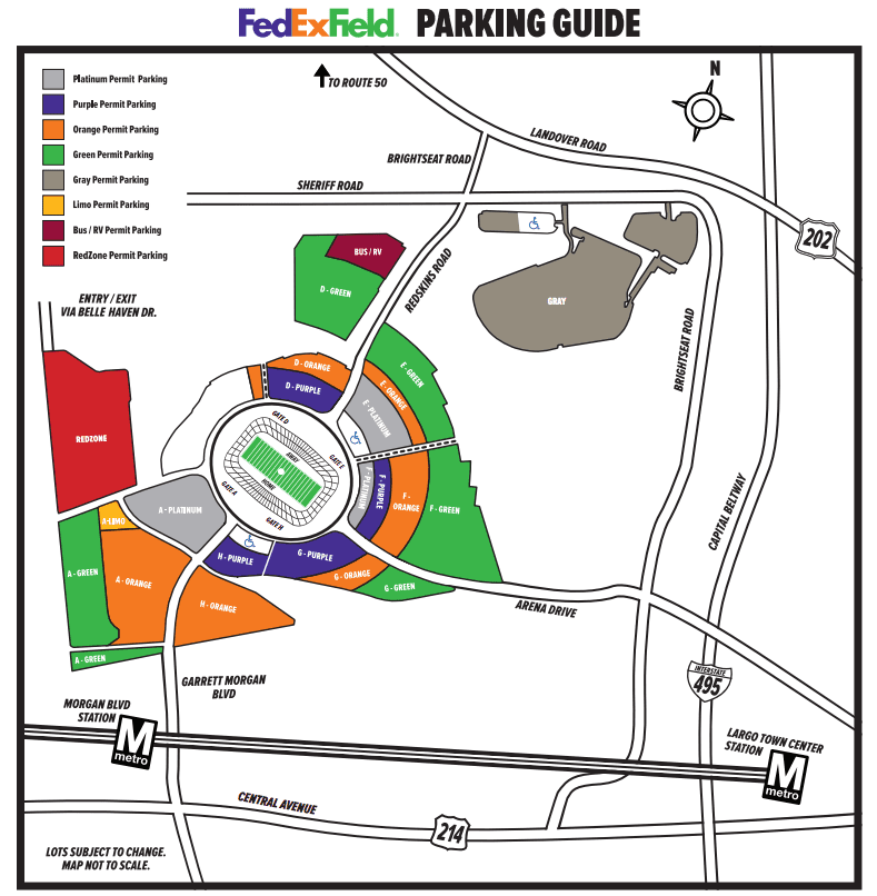 Fedex Field Parking Chart